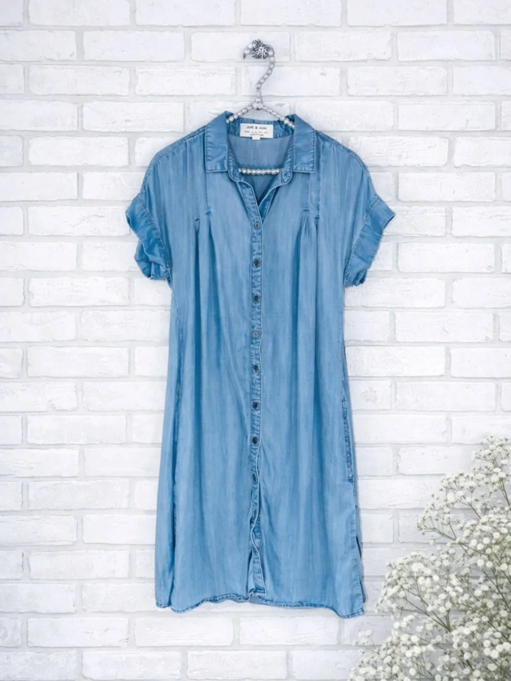 Anthropologie Cloth & Stone Janine Chambray Shirt Dress Size S - Picture 12 of 12